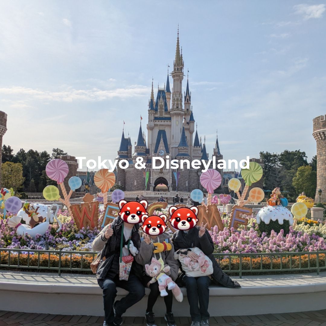 Tokyo Disneyland castle with family in front – Magical Japan travel spot for kids and parents