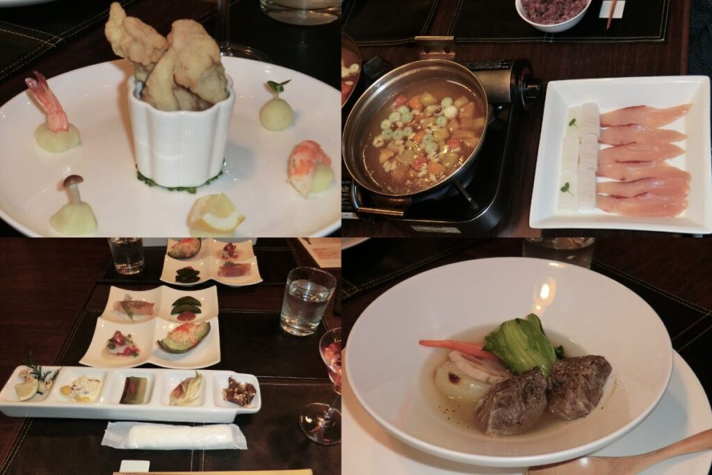 Seasonal kaiseki dinner served at Myoban Yamadaya Ryokan in Beppu Onsen.