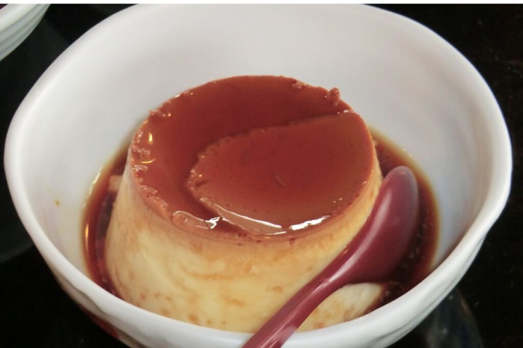 Jigoku-mushi pudding from Okamotoya near Myoban Onsen in Beppu