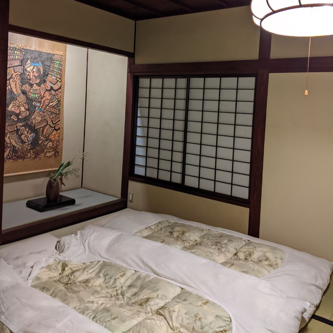 Traditional tatami room at Fujiya inn — cozy stay at ryokan with onsen japan.