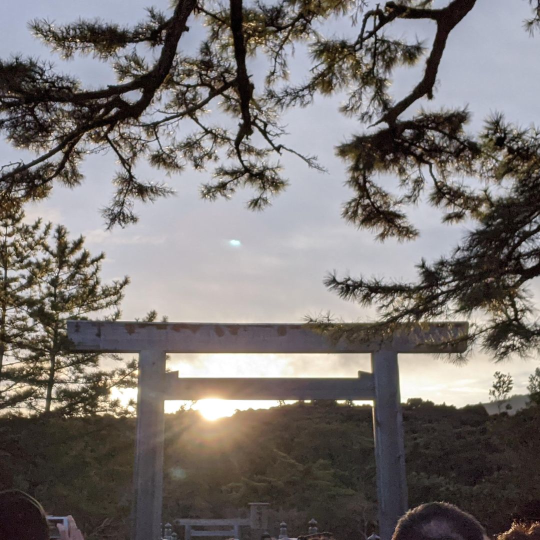 Sunset view through a torii gate in Ise-Shima, Mie Prefecture, Japan