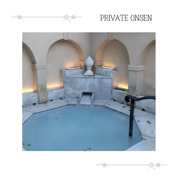 Private onsen bath at Kyoto Arashiyama Hotel Kadensho available for families without reservation