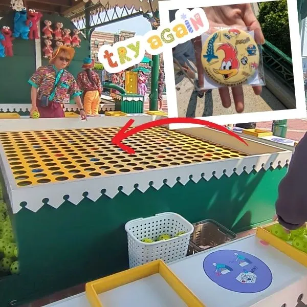 Carnival game area at Universal Studios Japan 2025 where families can win prizes.