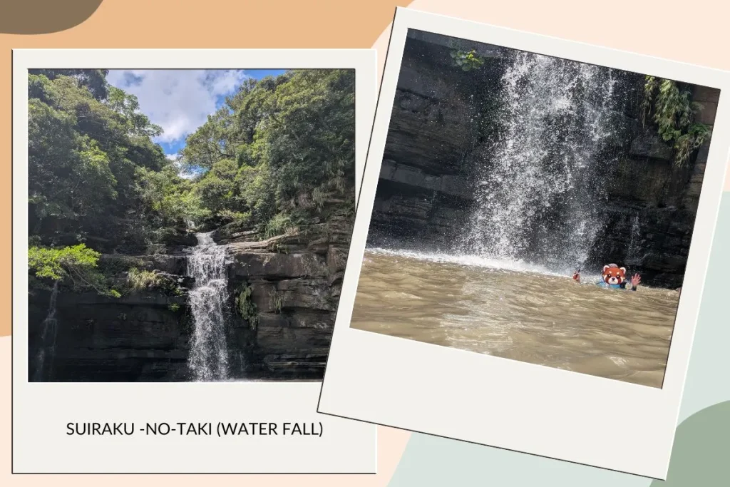 Playing in the water at Mizuochi Falls—family-friendly adventure fun in Iriomote.
