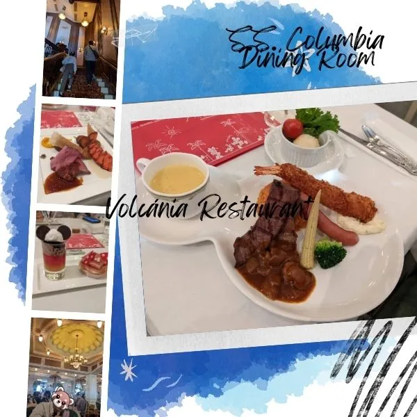 Tokyo DisneySea food at Columbia Dining Room, featuring Olaf-themed dessert and luxurious dining experience
