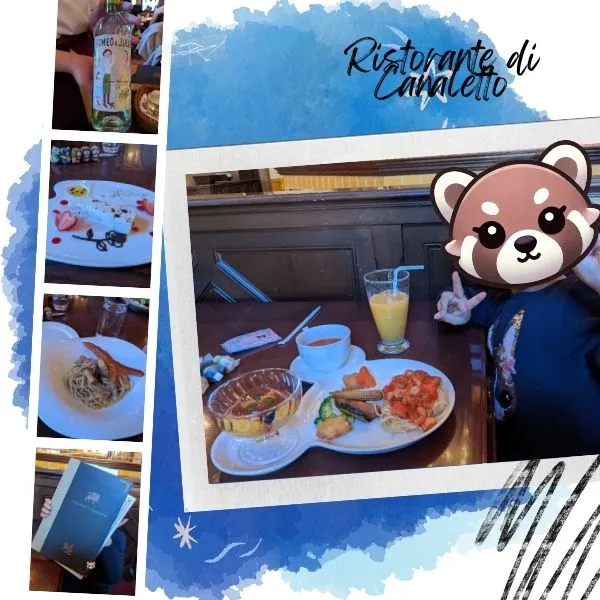 Tokyo DisneySea food at Ristorante di Canaletto, with Italian cuisine plates and family-friendly restaurant atmosphere