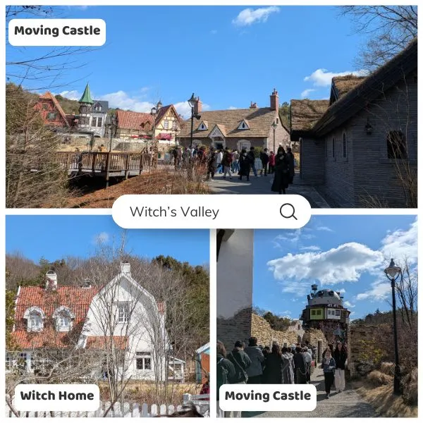 Exploring Witch Valley in Ghibli Park: Howl’s Moving Castle, Kiki’s house and bakery, and European-style streets – a top highlight in the Ghibli Park Witch Valley area.