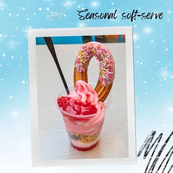 Seasonal parfait from Ice Cream Cones, one of the must-try Tokyo Disneyland foods that is Instagrammable and kid-friendly.
