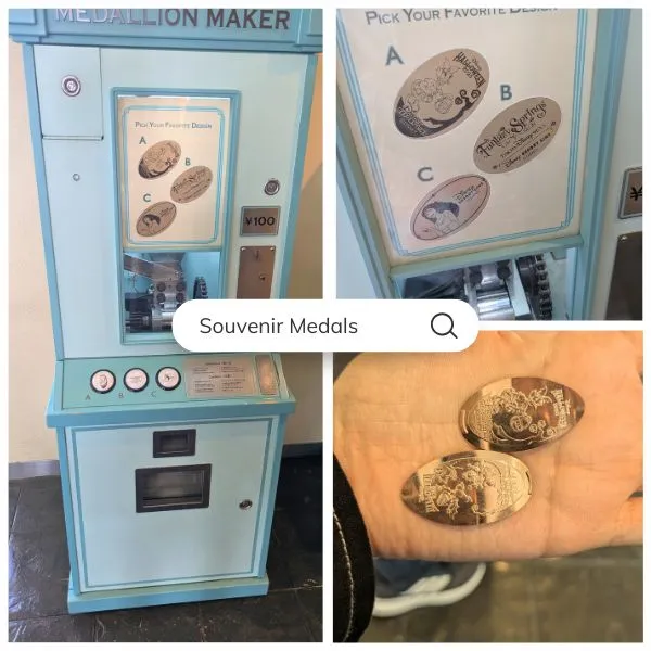 Disney souvenir medal machines at Tokyo Disney Resort with seasonal collectible designs, a fun activity for kids at Tokyo Disneyland and Tokyo DisneySea