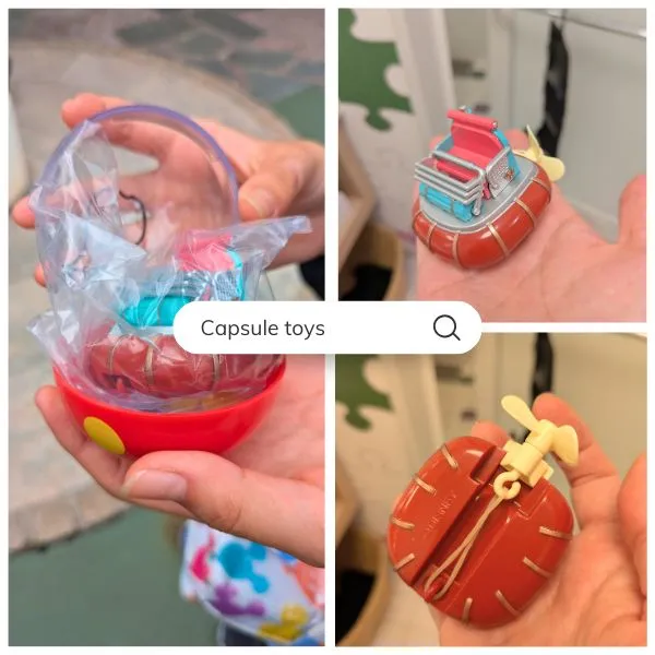 Disney capsule toys from Tokyo Disneyland with kids and Tokyo DisneySea with kids, featuring water ride figures that children can also play with in the bath